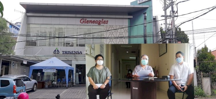 Laboraturium Gleneagles, Insert dari kiri, dr. May Fanny Tanzilia., Sp.PK, Dr. dr. Herni Suprapti, M.Kes, dan Michael Subroto, SH.