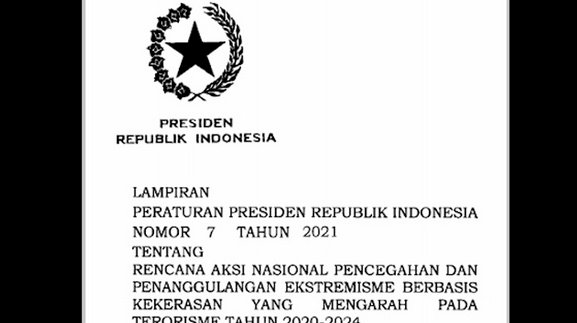 Perpres No. 7/2021 tentang Rencana Aksi Nasional Penanggulangan Ekstrimisme Berbasis Kekerasan yang Mengarah pada Terorisme/Net