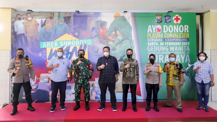 Forpimda Surabaya hadiri acara screening donor plasma konvalesen bertajuk “Gebyar Arek Suroboyo Wani Donor Plasma”/RMOLJatim