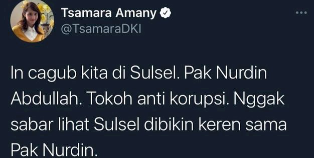 Unggahan Tsamara Amany di Twitter/Repro