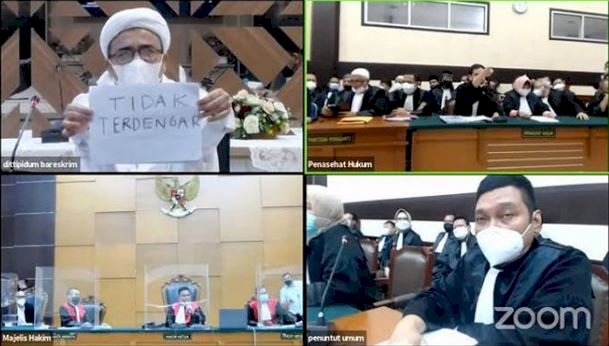 Sidang online Habib Rizieq Shihab/Net