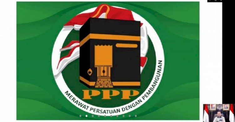 Ketum PPP Suharso Monoarfa menunjukkan logo baru PPP saat hadiri acara Obrolan Bareng Bang Ruslan/Repro