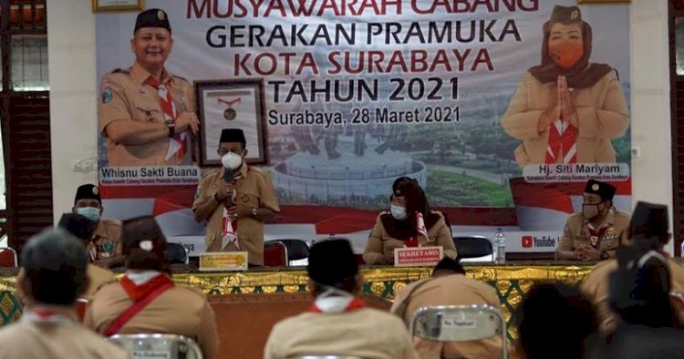 Armudji saat menghadiri Musyawarah Cabang Gerakan Pramuka (GP) Kota Surabaya 2021/ist