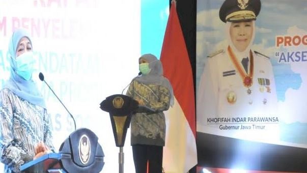 Gubernur Jatim Khofifah Indar Parawansa saat rapat sinkronisasi program penyelenggaraan kesejahteraan sosial/ist