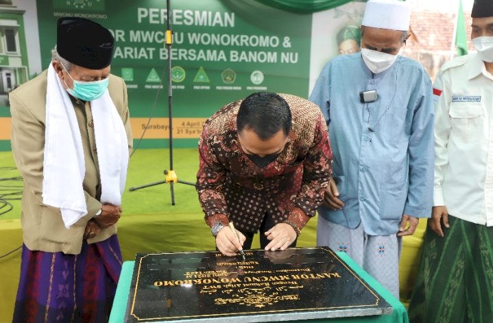 Eri Cahyadi meresmikan kantor MWC NU Kecamatan Wonokromo dan Sekretariat Bersama Banom NU, Jalan Kintamani/ist