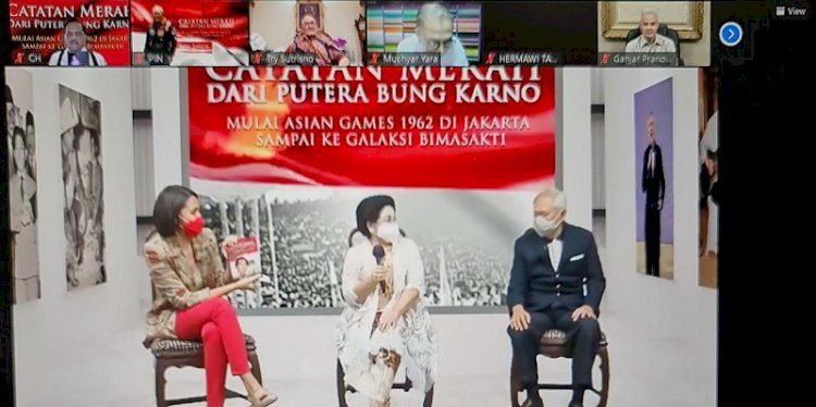 Peluncuran buku "Catatan Merah dari Putra Bung Karno: Mulai Asian Games 1962 sampai ke Generasi Bima Sakti" karya Guntur Soekarno pada Sabtu, 10 April 2021/Net