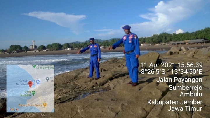 TKP korban terpeleset, di pantai Payangan Watu ulo sumber Rejo Ambulu.