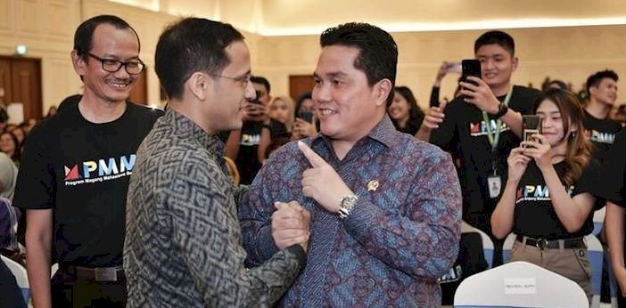 Menteri BUMN Erick Thohir dan Mendikbud Nadiem Makarim/Net