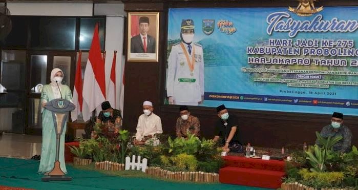 Bupati Probolinggo Puput Tantriana Sari saat memberikan sambutan dalam Harjakapro 275/RMOLJatim