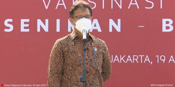 Menteri Kesehatan Budi Gunadi Sadikin, dalam jumpa pers vaksinasi Covid-19 untuk Seniman dan Budayawan di Galeri Nasional Indonesia, Jakarta Pusat/Repro