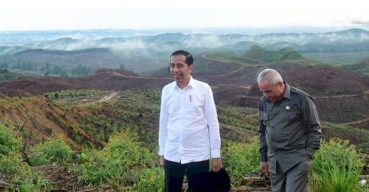 Presiden Joko Widodo saat meninjau lokasi ibukota baru/Net