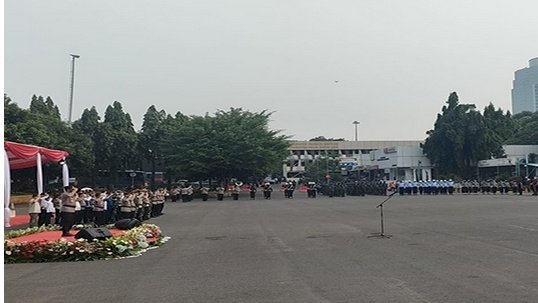 Kakorlantas Polri Irjen Istiono saat memimpin apel gelar pasukan Operasi Ketupat Jaya 2021 di Polda Metro Jaya/Ist