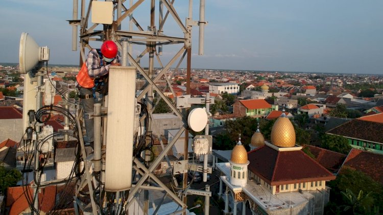 Teknisi XL Axiata sedang melakukan pengecekan terhadap perangkat BTS/Ist