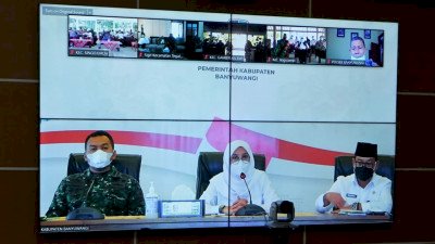 Bupati Banyuwangi Ipuk Fiestiandani sosialisasikan larangan mudik secara virtual/Ist