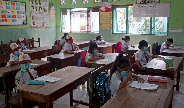 Suasana pembelajaran tatap muka tingkat Sekolah Dasar di Kota  Kediri/RMOLJatim