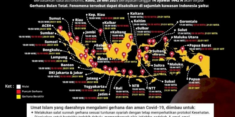 Peta Gerhana total yang dirilis Kemenag/Ist