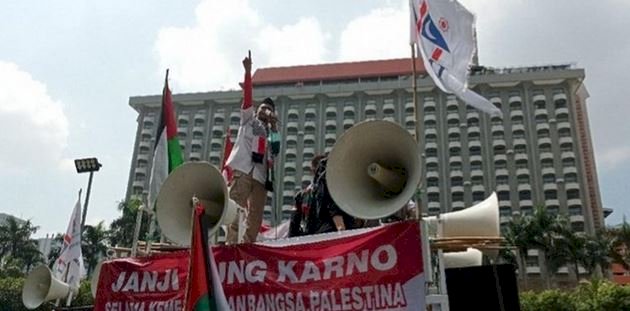 Gerakan Pekerja Muslim Indonesia (GPMI) melakukan aksi bela Palestina/Net  
