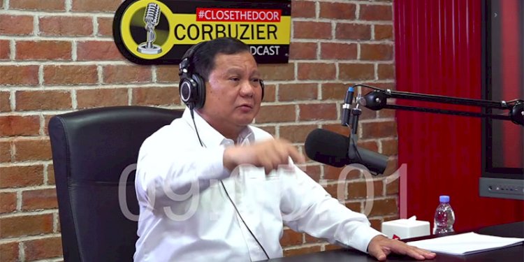 Menteri Pertahanan Prabowo Subianto dalam tayangan Podcast yang diunggah akun YouTube Deddy Corbuzier, Minggu (13/6)/Net