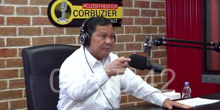 Menteri Pertahanan Prabowo Subianto saat berbicara di podcast yang diunggah akun YouTube Deddy Corbuzier, Minggu (13/6)/Net