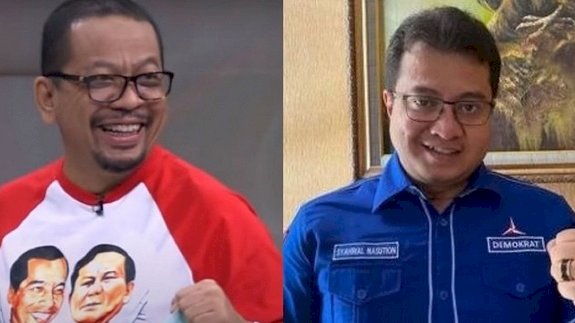 Direktur Eksekutif Indobarometer, M. Qodari, dan Deputi Analisa Data dan Informasi Balitbang DPP Partai Demokrat, Syahrial Nasution.