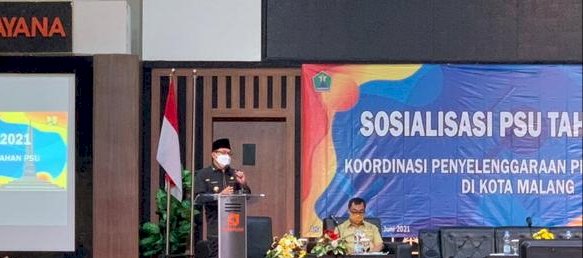 Wali Kota Malang, Drs.H.Sutiaji saat Membuka Kegiatan Sosialisasi PSU 2021/Repro