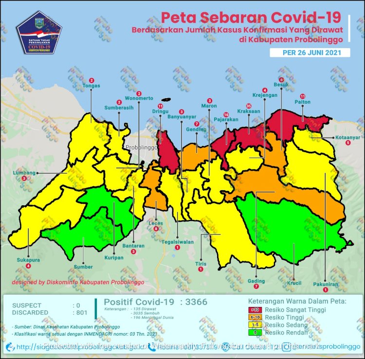 Peta Sebaran Kasus Covid-19 Di Kabupaten Probolinggo/Net