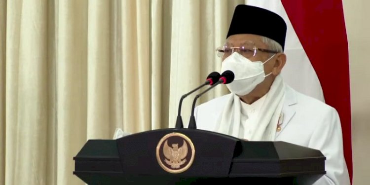 Wakil Presiden Maruf Amin dalam acara pertemuan secara virtual dengan para ulama Indonesia, yang disiarkan kanal Youtube Sekretariat Wakil Presiden, Senin, 12 Juli/RMOL