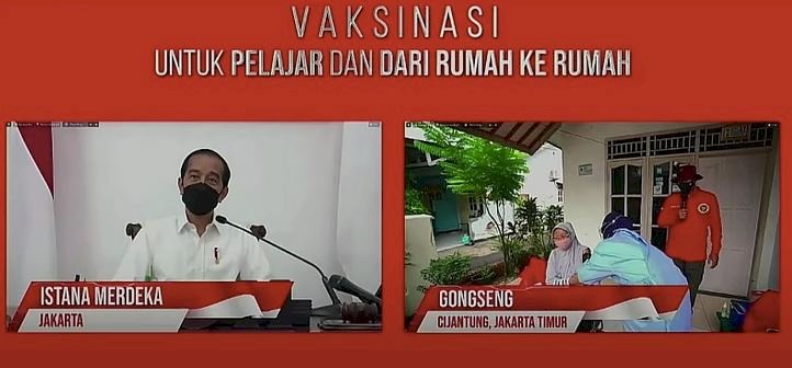 Presiden Joko Widodo saat berbincang dengan warga Kampung Gongseng, RT 06/RW 07, Kelurahan Cijantung, Kecamatan Pasar Rebo, Jakarta Timur secara virtual, Rabu 14 Juli/Repro