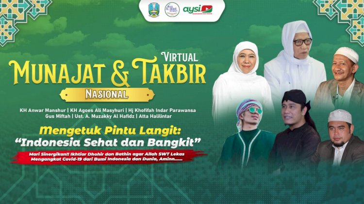 Selebaran MAS dan AYSI dalam Munajat dan Takbir Virtual yang dihadiri Gubernur Jatim dan Atta Halilintar/Ist