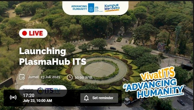 Launching aplikasi PlasmaHub oleh Institut Teknologi Sepuluh Nopember (ITS) Surabaya secara virtual/Repro