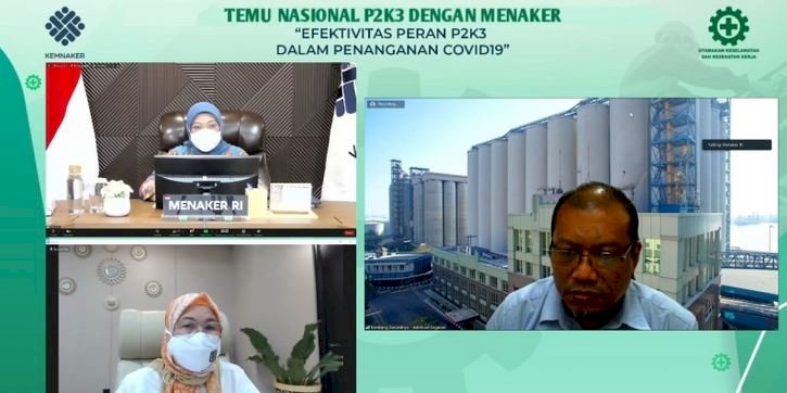 Menaker Ida Fauziyah saat hadiri Pertemuan P2K3 Nasional/Repro