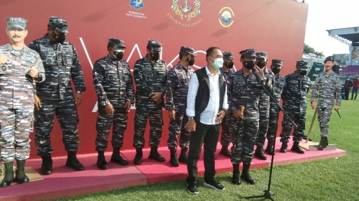 Pangkoarmada II bersama jajarannya dan Wali Kota Eri/RMOLJatim