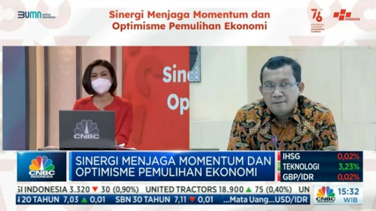 Direktur Utama PT Bank Tabungan Negara Tbk. Haru Koesmahargyo diacara Webinar 'Sinergi Menjaga Momentum dan Optimisme Pertumbuhan Ekonomi" di Jakarta./Dok