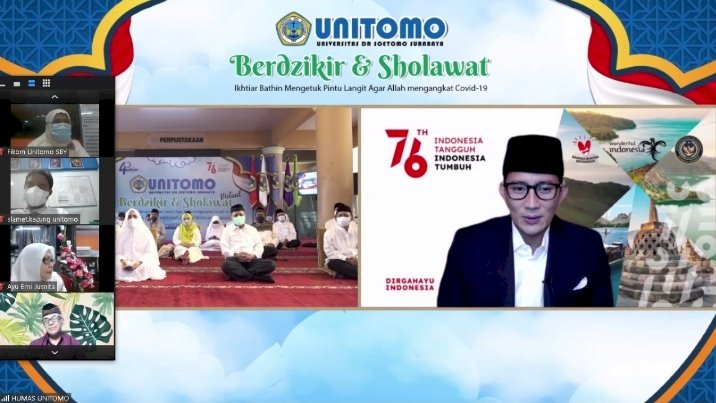 Berdzikir dan Bersholawat via daring yang digelar Unitomo/Ist