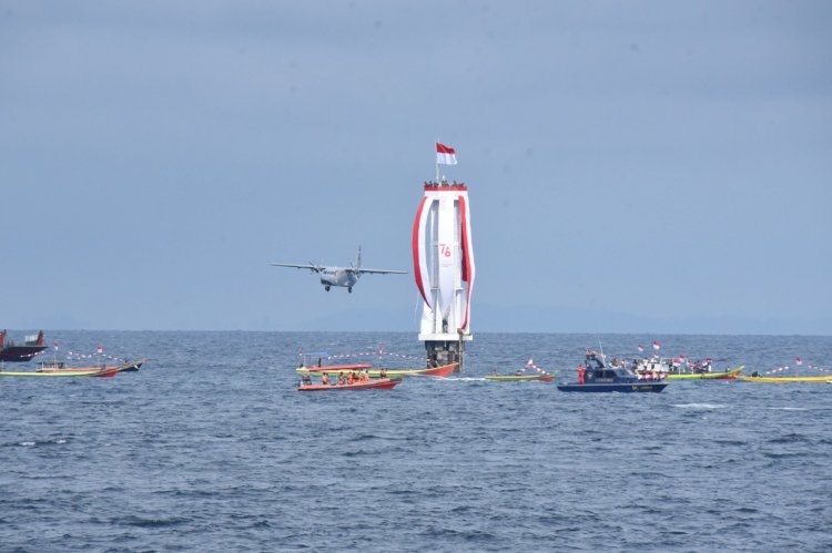 Peringatan HUT RI ke-76 di pos perbatasan laut Karang Unarang /Ist