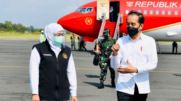 Gubernur Jawa Timur, Khofifah Indar Parawansa menyambut kunjungan Presiden Jokowi/dok hms