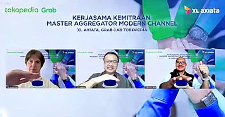 Kerjasama XL Axiata dengan Grab dan Tokopedia/Ist   