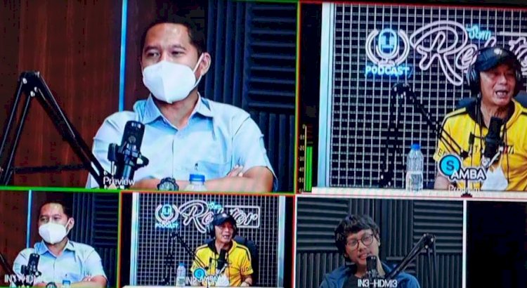 Rektor IBU Malang, Nurcholis Sunuyeko bersama 4 Ketua Organisasi Wartawan Malang Raya saat Podcast/RMOLJatim