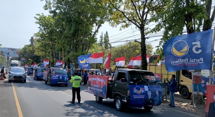 Suasana kirab kemerdekaan dan sukseskan vaksin yang dilakukan oleh Partai NasDem. /RMOLJatim