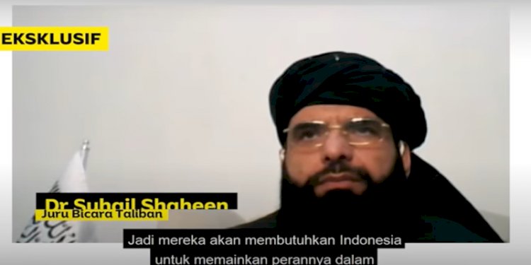 Juru Bicara Taliban Suhail Shaheen di saluran Narasi Newsroom/Repro