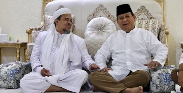 Ketua Umum Partai Gerindra Prabowo Subianto dan pendakwah kondang Habib Rizieq Shihab/Net