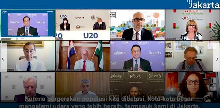 Gubernur DKI Jakarta Anies Baswedan saat berbicara di hadapan para pemimpin G-20 di acara Urban 20 Mayor Summit 2021 yang digelar secara virtual pada Jumat malam (3/9)/Net