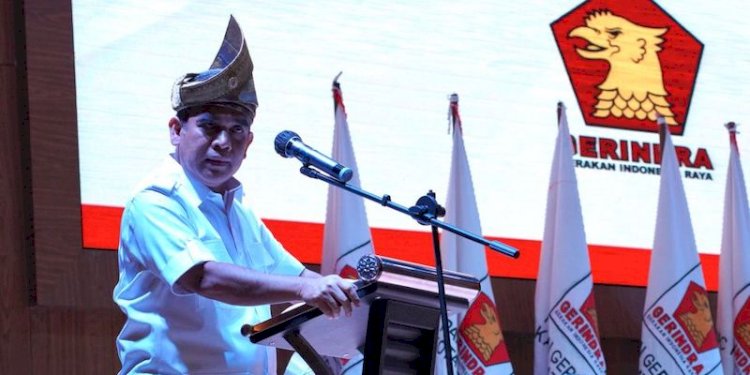 Sekretaris Jenderal Partai Gerindra Ahmad Muzani saat menghadiri Rapat Koordinasi DPD Partai Gerindra Provinsi Kepulauan Riau di Kota Batam pada Sabtu (11/9)/Net