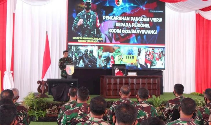 Pengarahan dari Pangdam V Brawijaya, Mayjen TNI Suharyanto di Makodim 0825 Banyuwangi/ist