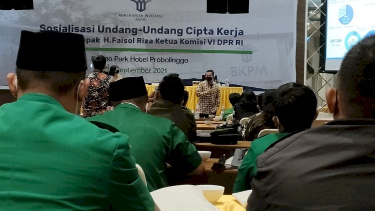  Suasana sosialisasi UU Cipta Kerja pada Ansor Kota dan Kabupaten Probolinggo/RMOLJatim