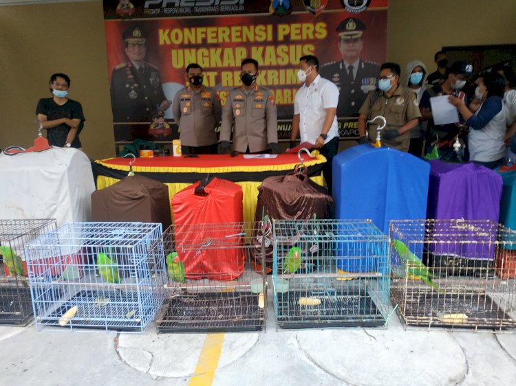 press rilis perdagangan satwa di Mapolresta Sidoarjo/RMOLJatim
