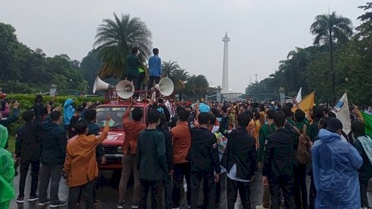 Aksi Mahasiswa yang tergabung dalam Badan Eksekutif Mahasiswa Seluruh Indonesia (BEM SI) di Jakarta Pusat/RMOL