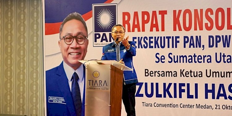  Ketua Umum Partai Amanat Nasional (PAN) Zulkifli Hasan saat pidato di Rapat Konsolidasi Eksekutif PAN, DPW dan DPD se-Sumatera Utara/RMOL