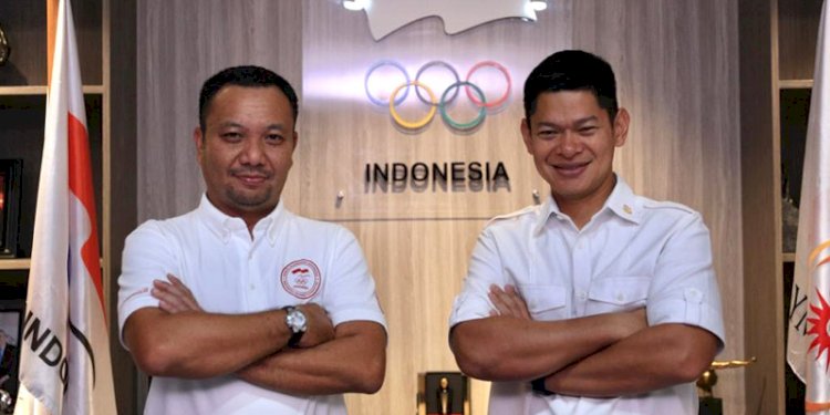 Pimpinan Komite Olimpiade Indonesia (KOI), Ferry J Kono dan Raja Sapta Oktohari/Ist