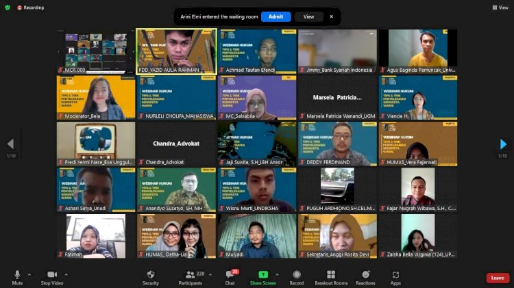 Webinar hukum yang digelar LBH Fajar Panca Yudha bertema "Tips dan Trick Mengatasi Sengketa Waris"/Repro